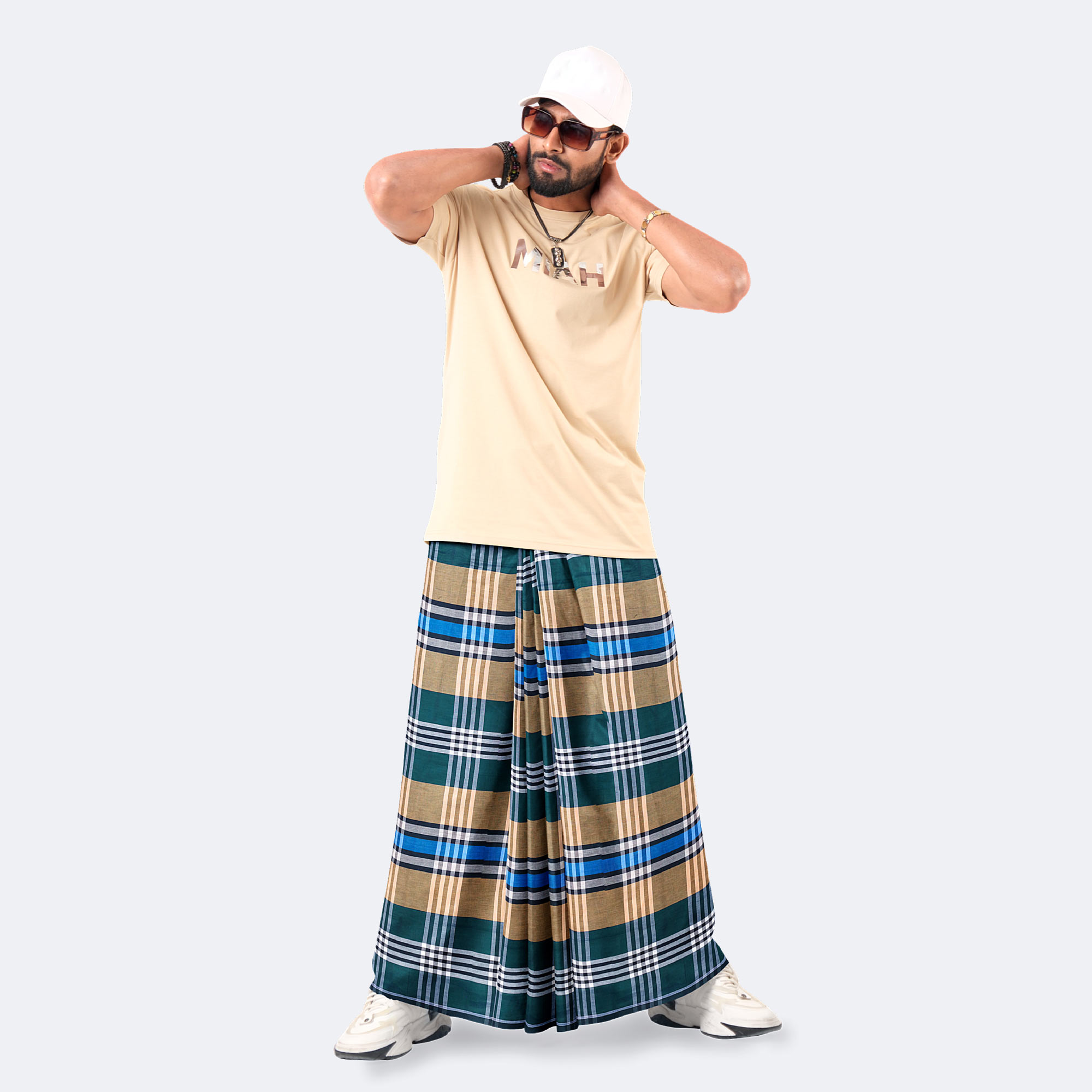 Men’s Classic Multicolor Striped Check Cotton Lungi - High Choice